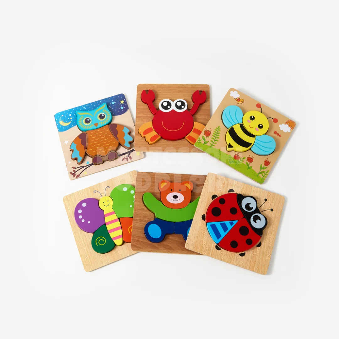 Toddlers Wooden Animal Puzzle 6-pack