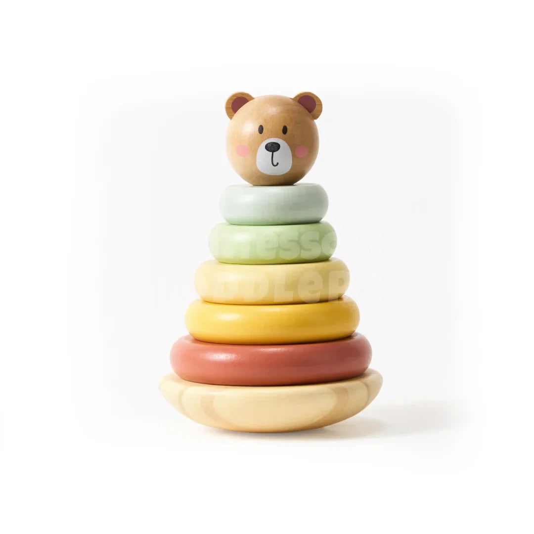 Toddlers Wooden Bear Tower - Stable, lek og lær