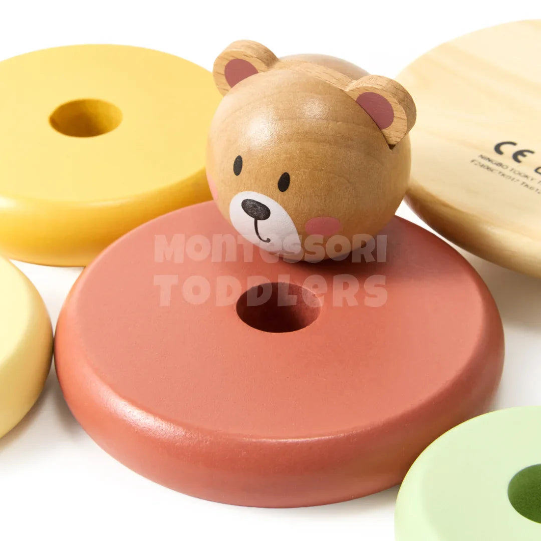 Toddlers Wooden Bear Tower - Stable, lek og lær
