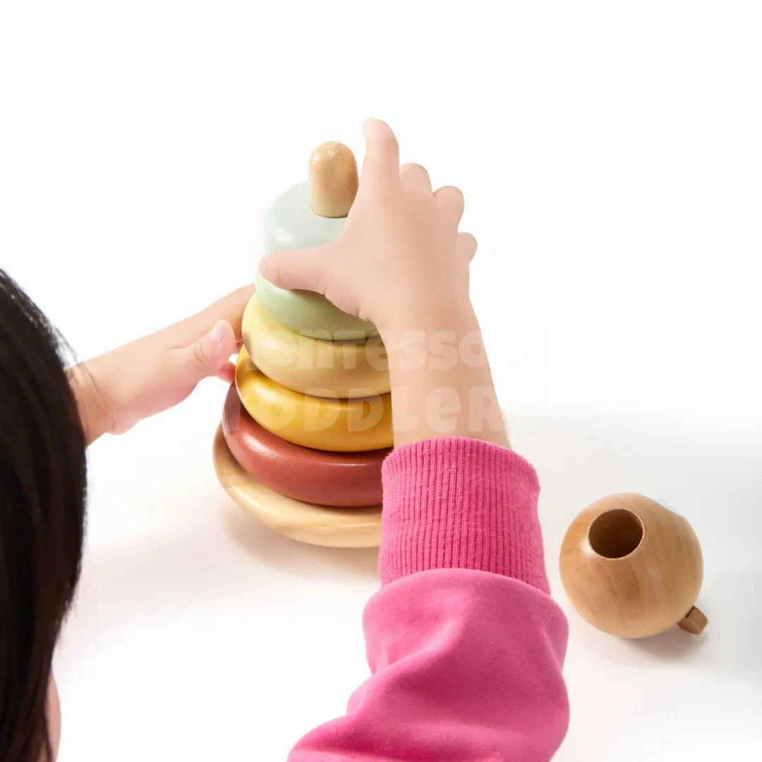 Toddlers Wooden Bear Tower - Stable, lek og lær