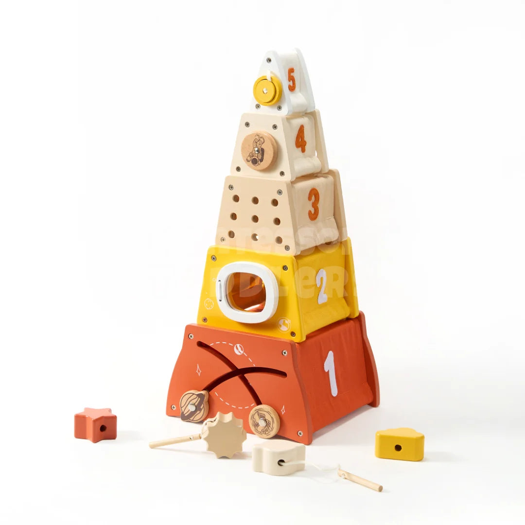Toddlers Wooden Rocket Stacking Toy