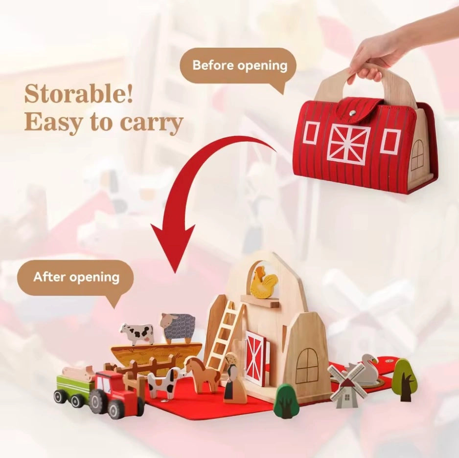 Toddlers Wooden Travel Farm