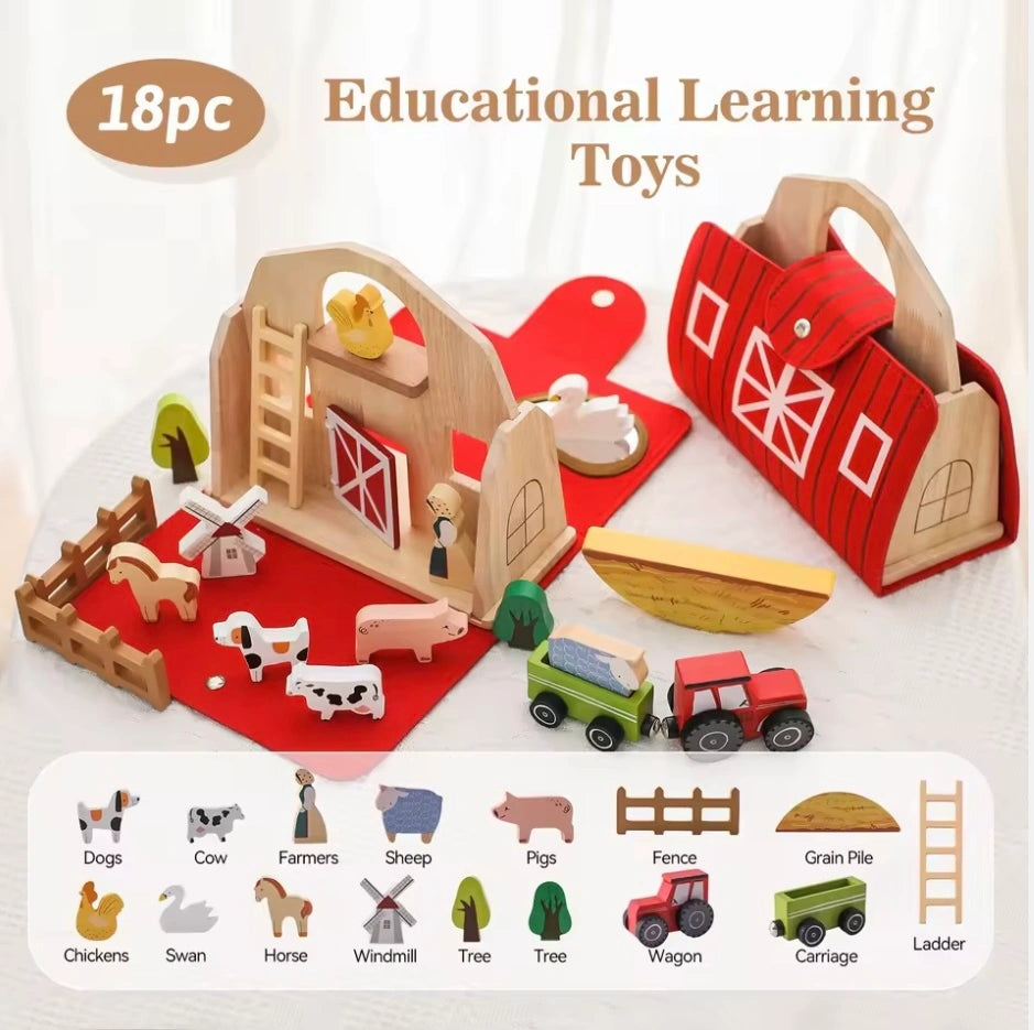 Toddlers Wooden Travel Farm