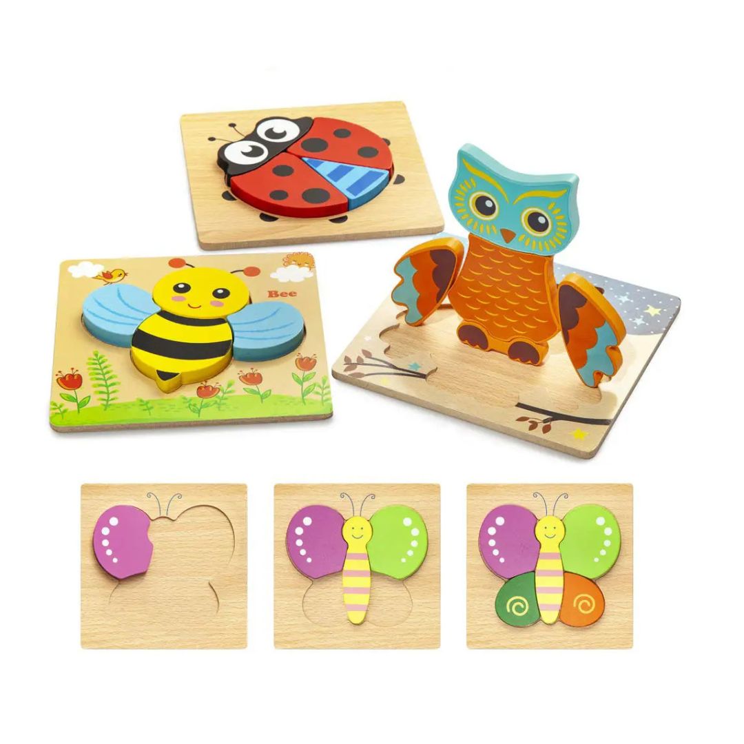 Toddlers Wooden Animal Puzzle 6-pack