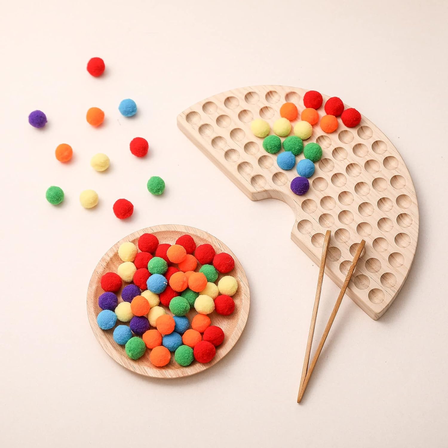 Wooden Peg Board Beads Game