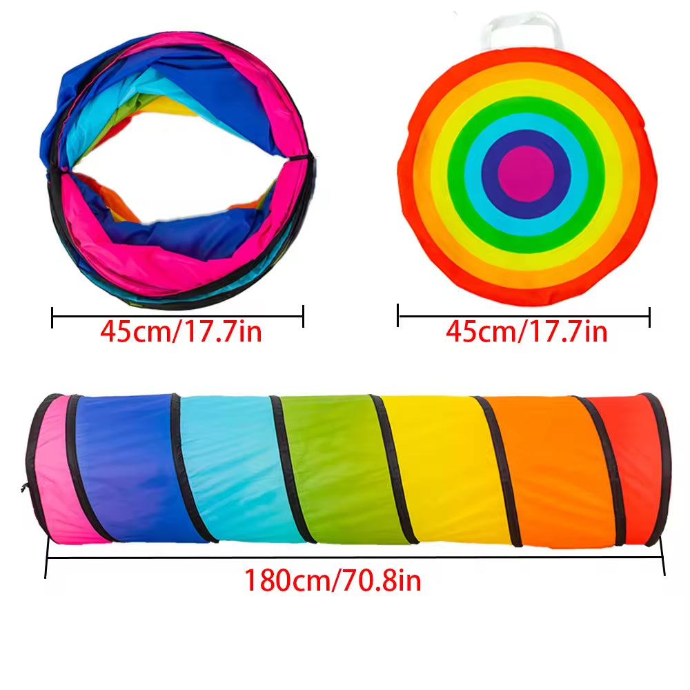 Tunnel d'exploration et de jeu arc-en-ciel 180 cm